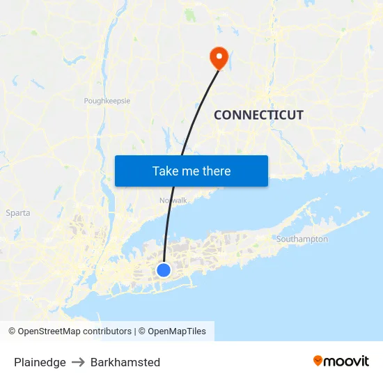 Plainedge to Barkhamsted map