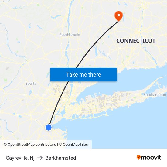 Sayreville, Nj to Barkhamsted map