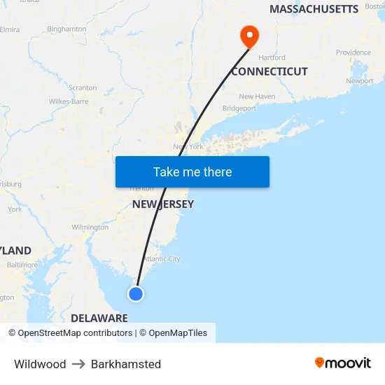 Wildwood to Barkhamsted map