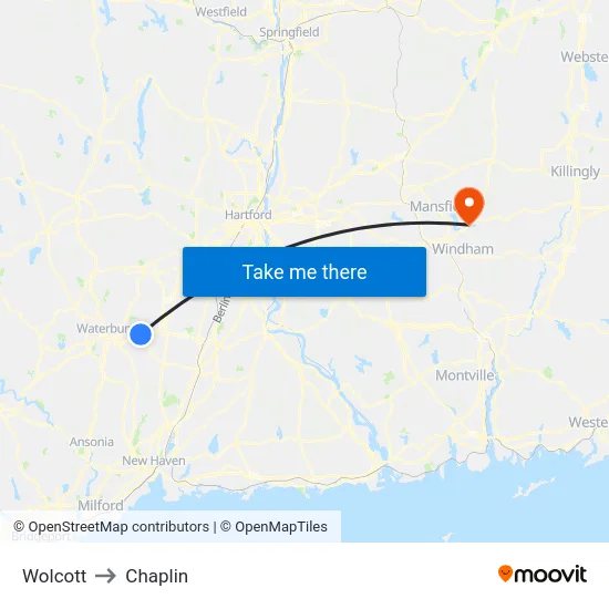 Wolcott to Chaplin map