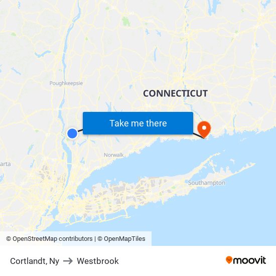 Cortlandt, Ny to Westbrook map