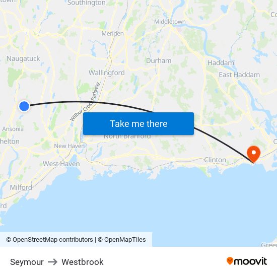 Seymour to Westbrook map