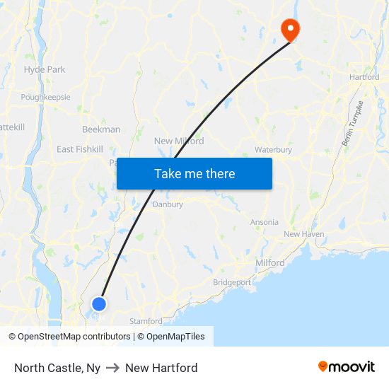 North Castle, Ny to New Hartford map