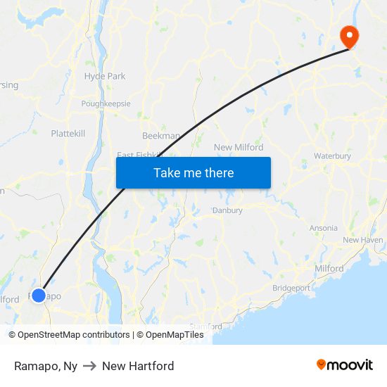 Ramapo, Ny to New Hartford map