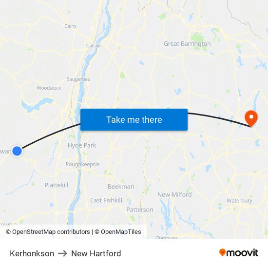 Kerhonkson to New Hartford map