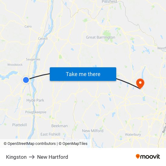 Kingston to New Hartford map