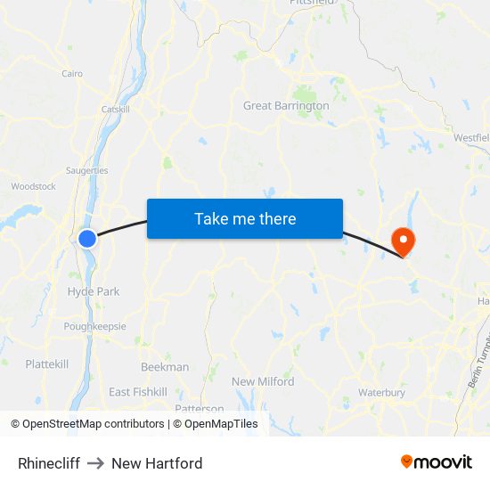 Rhinecliff to New Hartford map