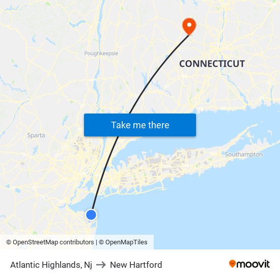 Atlantic Highlands, Nj to New Hartford map