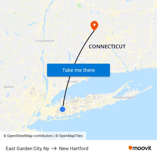 East Garden City, Ny to New Hartford map