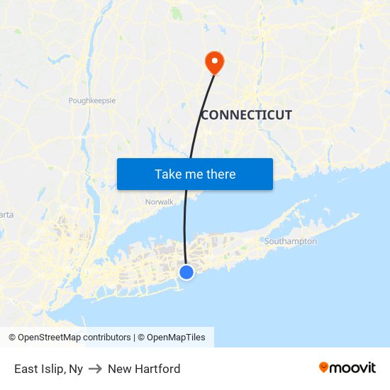 East Islip, Ny to New Hartford map