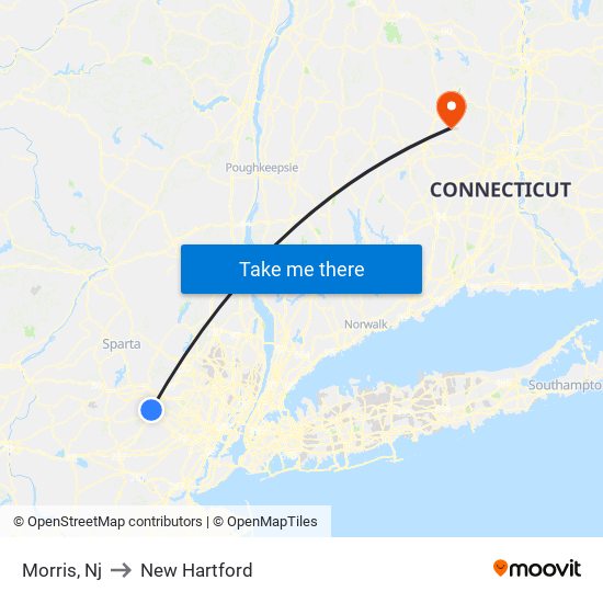 Morris, Nj to New Hartford map