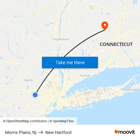 Morris Plains, Nj to New Hartford map