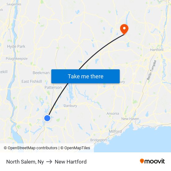 North Salem, Ny to New Hartford map