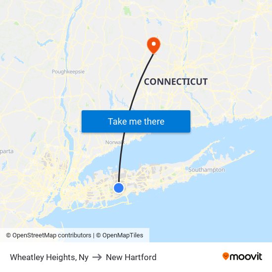 Wheatley Heights, Ny to New Hartford map