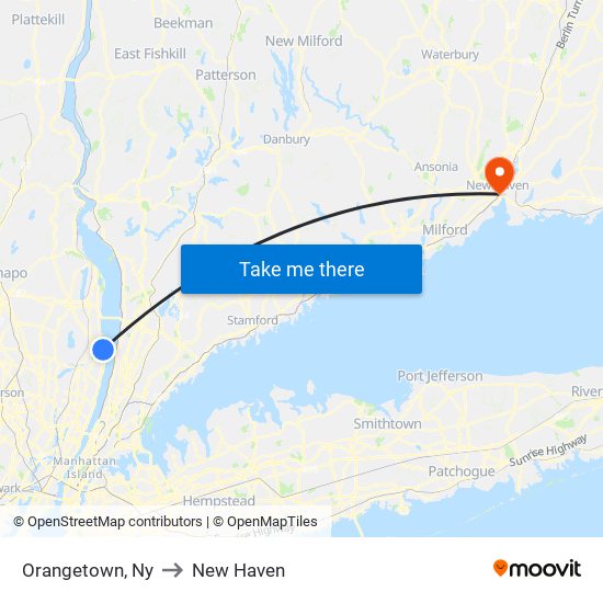 Orangetown, Ny to New Haven map