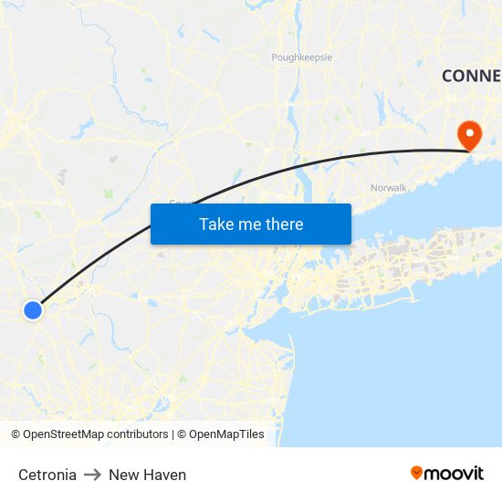 Cetronia to New Haven map