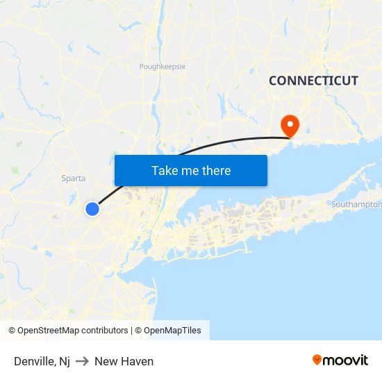 Denville, Nj to New Haven map