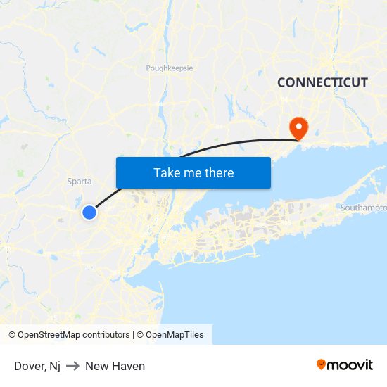 Dover, Nj to New Haven map