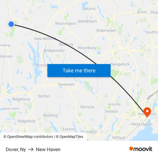 Dover, Ny to New Haven map