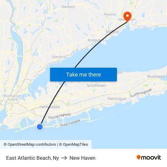 East Atlantic Beach, Ny to New Haven map