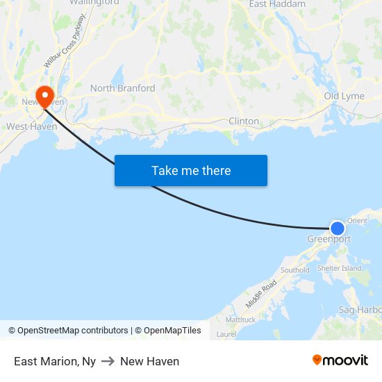 East Marion, Ny to New Haven map