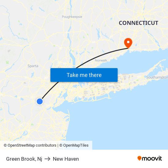 Green Brook, Nj to New Haven map