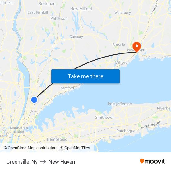 Greenville, Ny to New Haven map