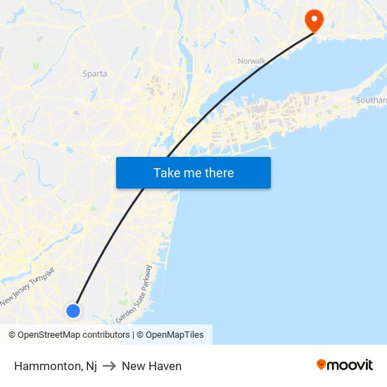 Hammonton, Nj to New Haven map