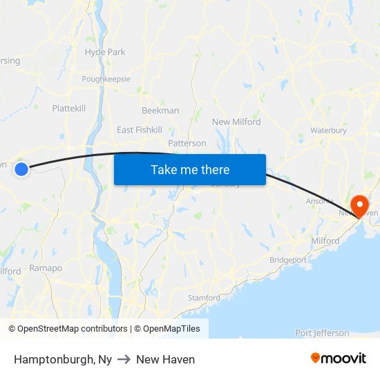Hamptonburgh, Ny to New Haven map