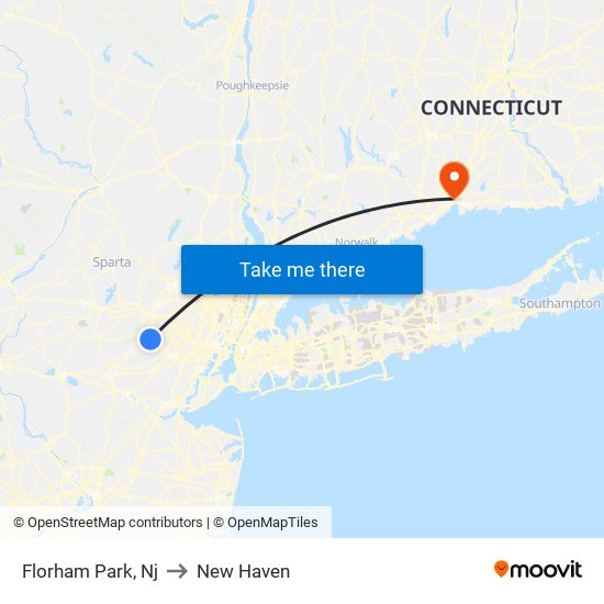 Florham Park, Nj to New Haven map