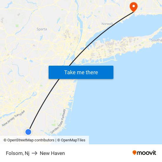 Folsom, Nj to New Haven map