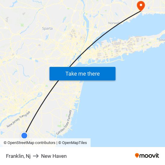 Franklin, Nj to New Haven map