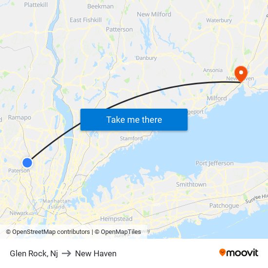 Glen Rock, Nj to New Haven map