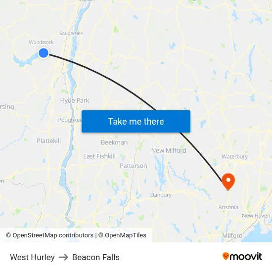 West Hurley to Beacon Falls map