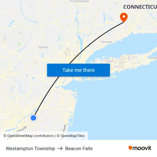 Westampton Township to Beacon Falls map