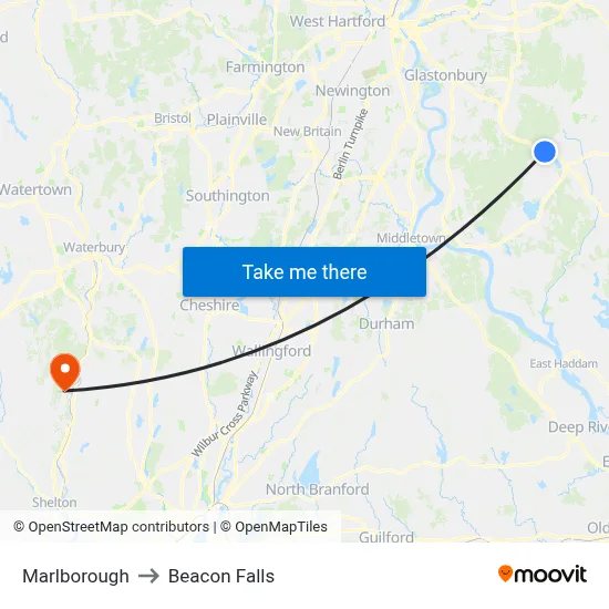 Marlborough to Beacon Falls map