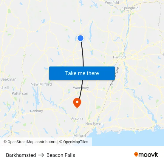 Barkhamsted to Beacon Falls map