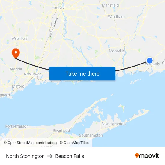 North Stonington to Beacon Falls map