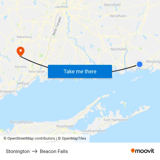 Stonington to Beacon Falls map