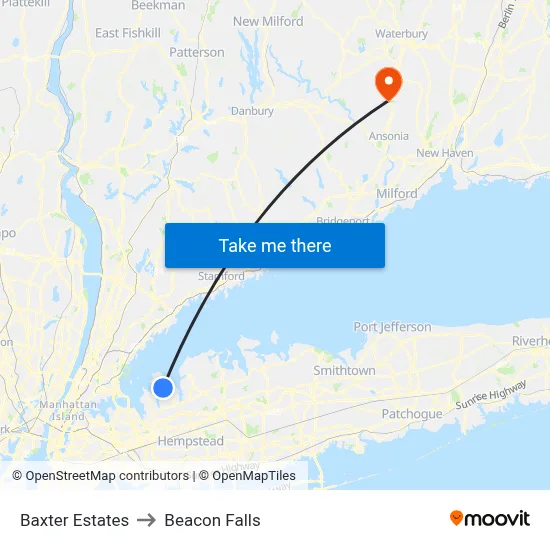 Baxter Estates to Beacon Falls map