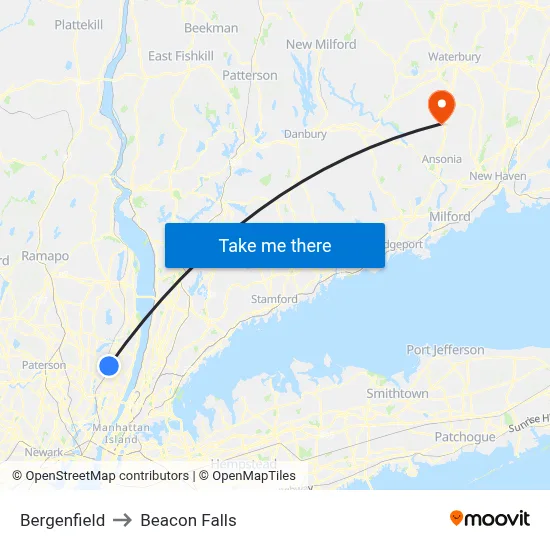 Bergenfield to Beacon Falls map