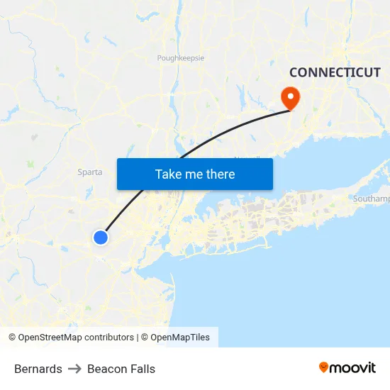 Bernards to Beacon Falls map