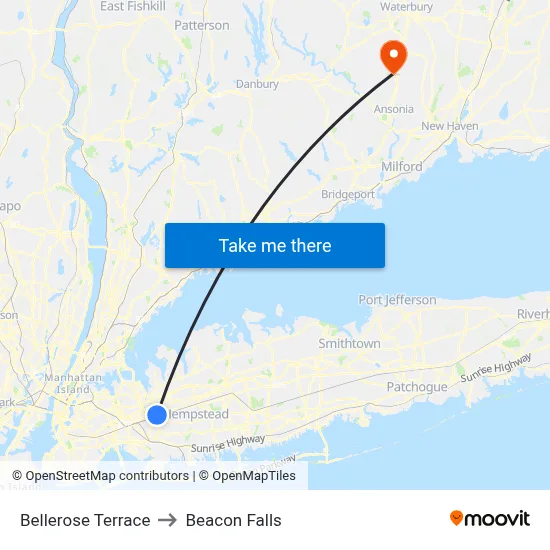Bellerose Terrace to Beacon Falls map