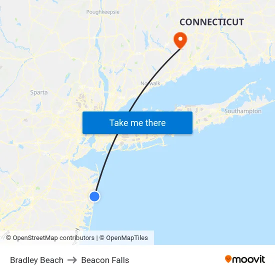 Bradley Beach to Beacon Falls map