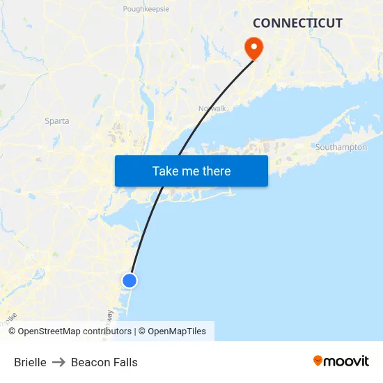 Brielle to Beacon Falls map