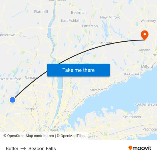 Butler to Beacon Falls map