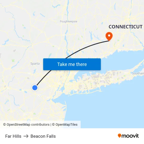 Far Hills to Beacon Falls map