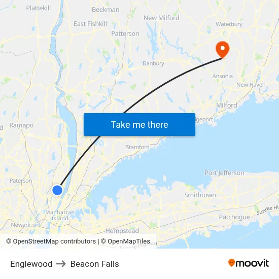Englewood to Beacon Falls map