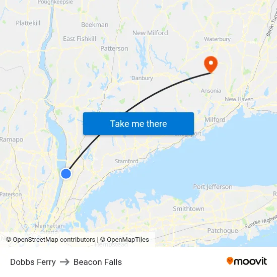 Dobbs Ferry to Beacon Falls map