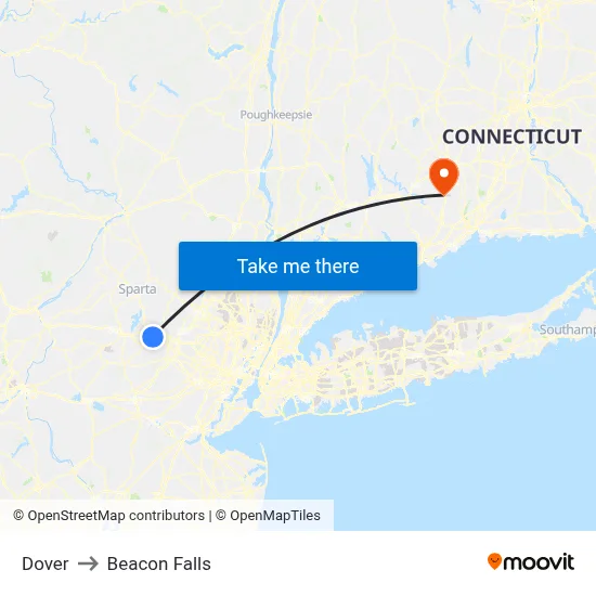 Dover to Beacon Falls map